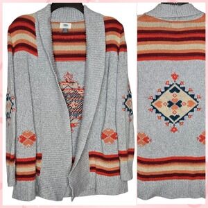 Old Navy Girls XL 14 Gray southwestern Tribal Aztec Pattern Cardigan Sweater